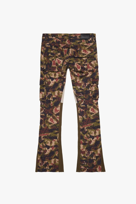 "COMMANDER" STACKED FLARE JEAN CHESTNUT CAMO