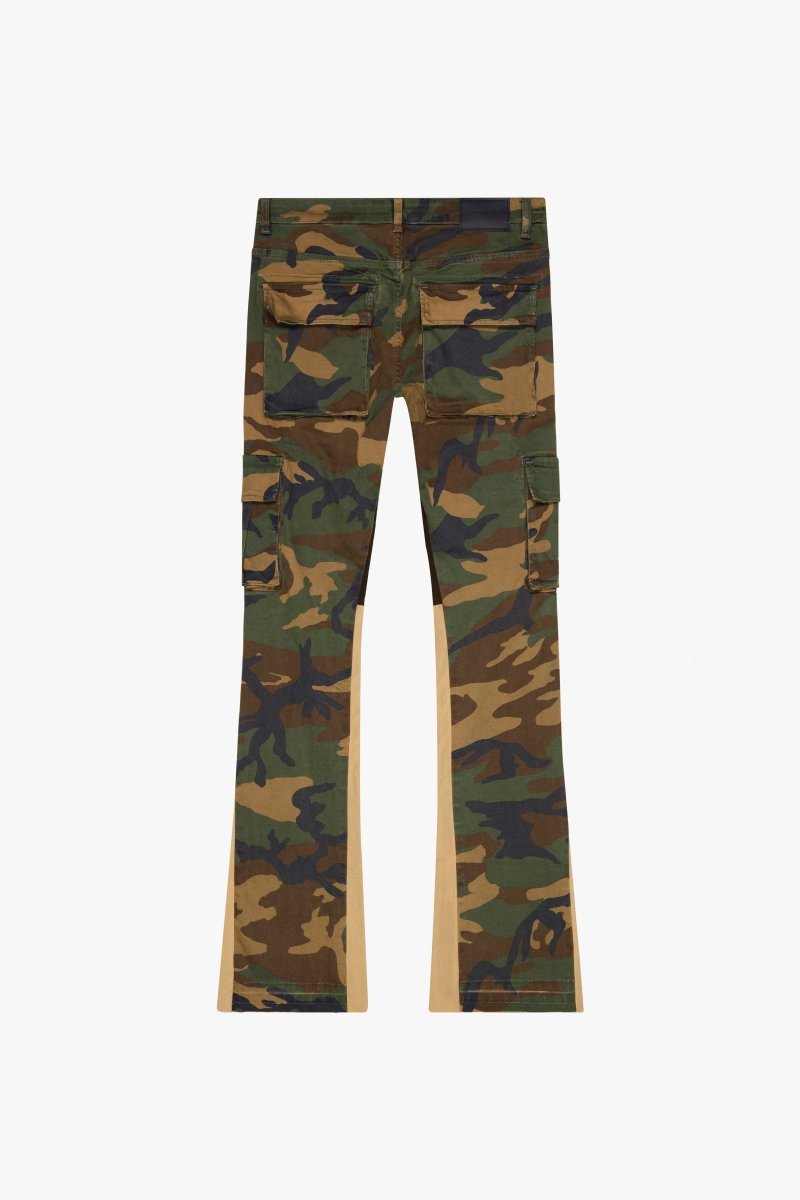 "COMMANDER" STACKED FLARE JEAN FOLIAGE GREEN