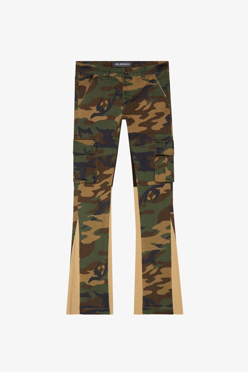 "COMMANDER" STACKED FLARE JEAN FOLIAGE GREEN