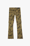 "COMMANDER" STACKED FLARE JEAN GREEN BROWN CAMO
