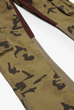 "COMMANDER" STACKED FLARE JEAN GREEN BROWN CAMO