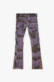 "COMMANDER" STACKED FLARE JEAN PURPLE BROWN CAMO