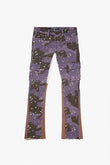"COMMANDER" STACKED FLARE JEAN PURPLE BROWN CAMO