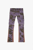 "COMMANDER" STACKED FLARE JEAN PURPLE BROWN CAMO