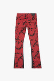 "COMMANDER" STACKED FLARE JEAN RED BLACK CAMO