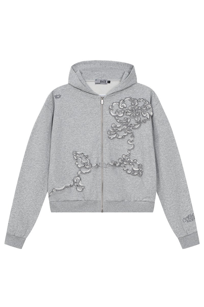 3D Embroidered Floral Pattern Hoodie