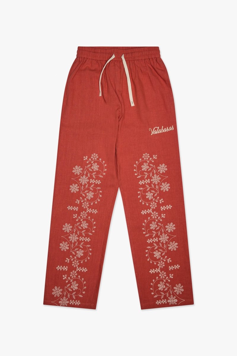 Corso Linen Straight Pants Red