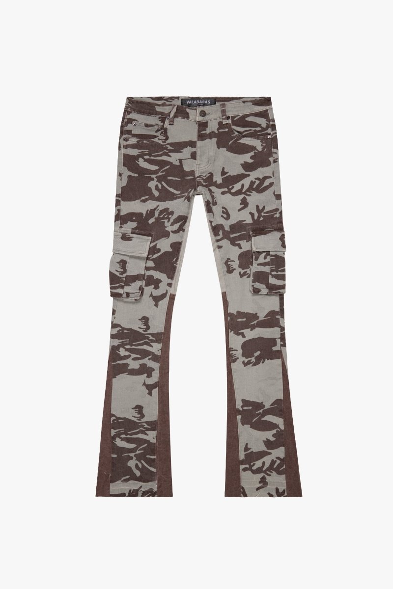 "COURAGE" STACKED FLARE JEAN GREY CAMO