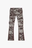 "COURAGE" STACKED FLARE JEAN GREY CAMO