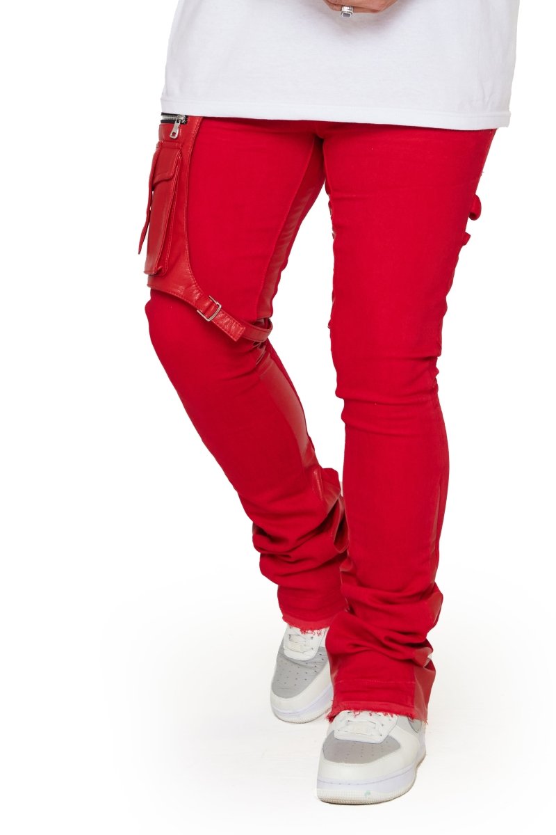 “DAPPER” STACKED FLARE JEAN RED WASHED