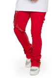 “DAPPER” STACKED FLARE JEAN RED WASHED