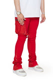 “DAPPER” STACKED FLARE JEAN RED WASHED