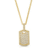 Diamond Dog Tag Necklace Pendant & Cable Chain