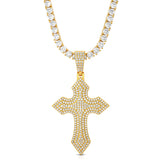 Diamond Royal Cross Necklace Pendant & Tennis Chain