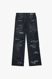 "DISTRESSED" BAGGY DENIM JEAN DIRTY DARK BLUE