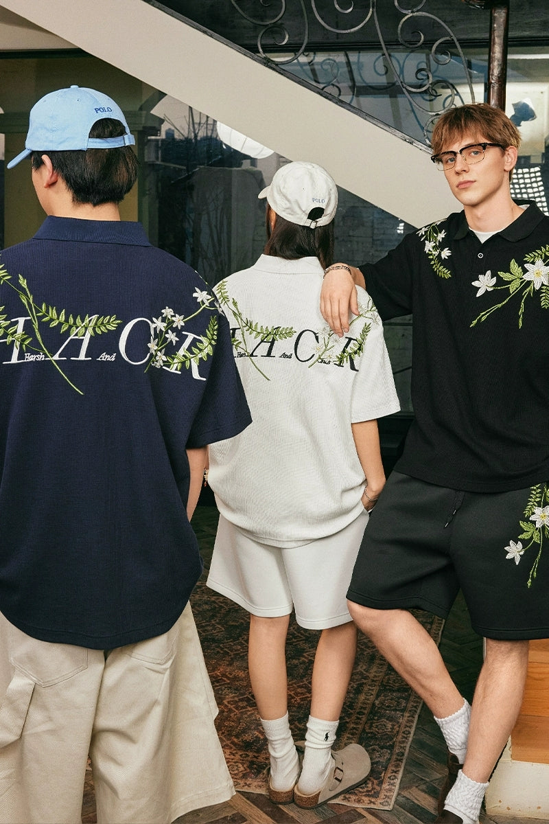 Embroidered Floral Wreath loose Polo