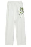 Floral Embroidered Wide-Leg Sweatpants