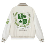 Crest Embroidery Loose Varsity Jacket