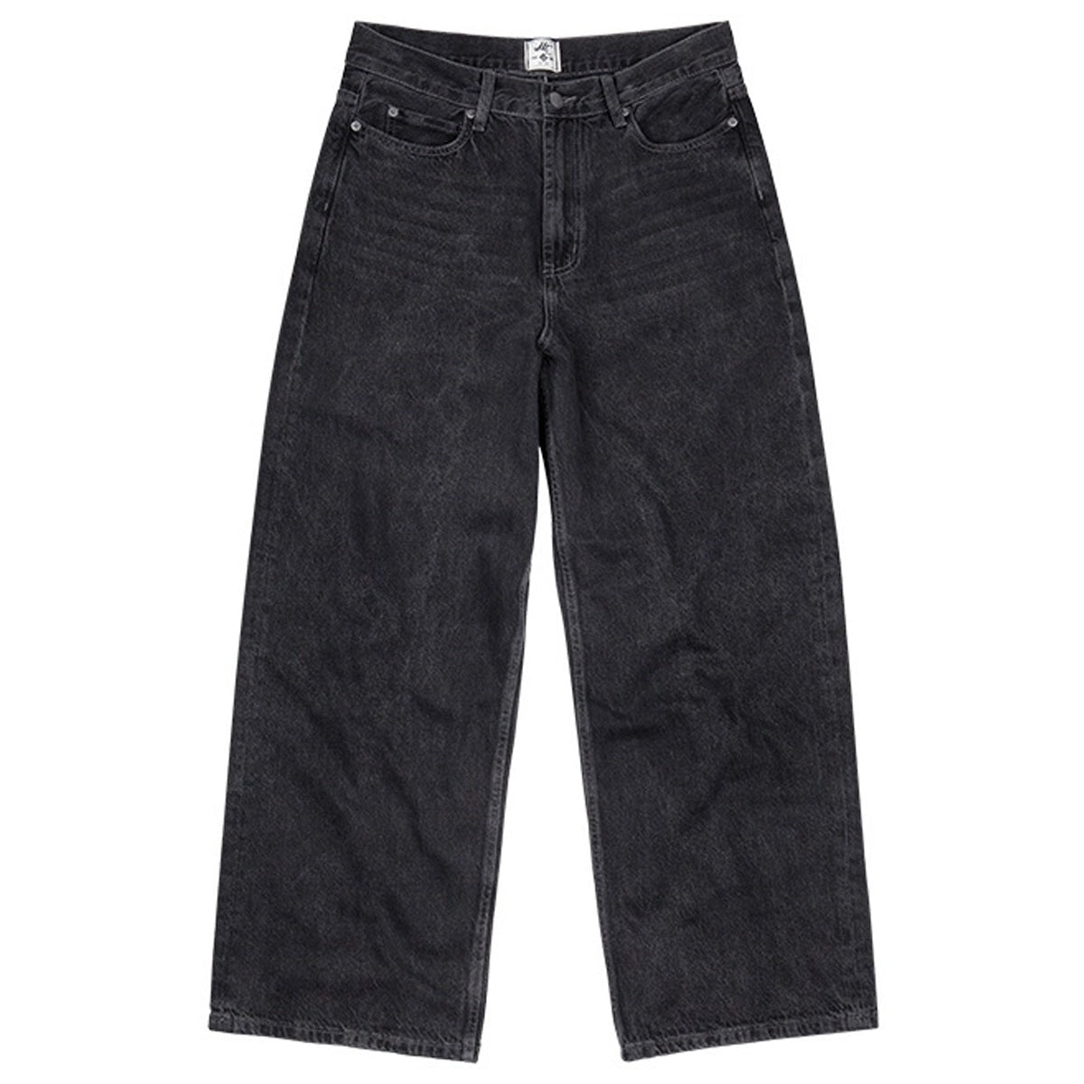 Tapered Wide-Leg Black Jeans