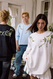 Floral Embroidered Oversized Long Sleeve Tee