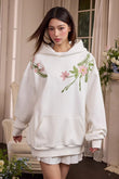 Floral Embroidery Fleece Hoodie