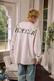 Floral Embroidered Oversized Long Sleeve Tee