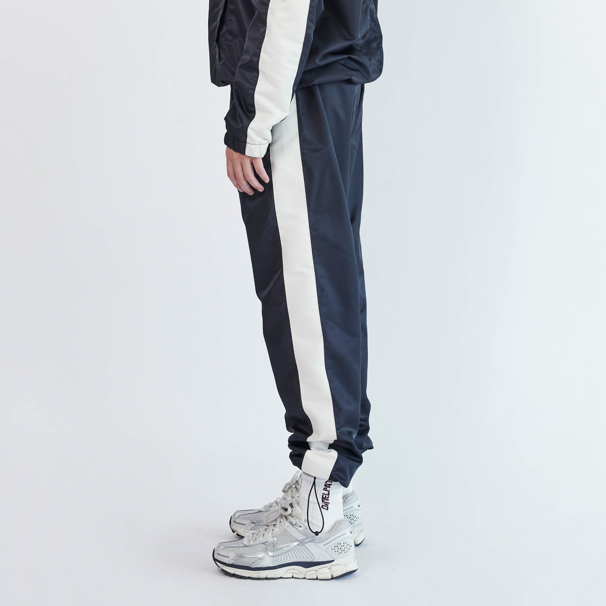 classic parachute track pant / black + ivory