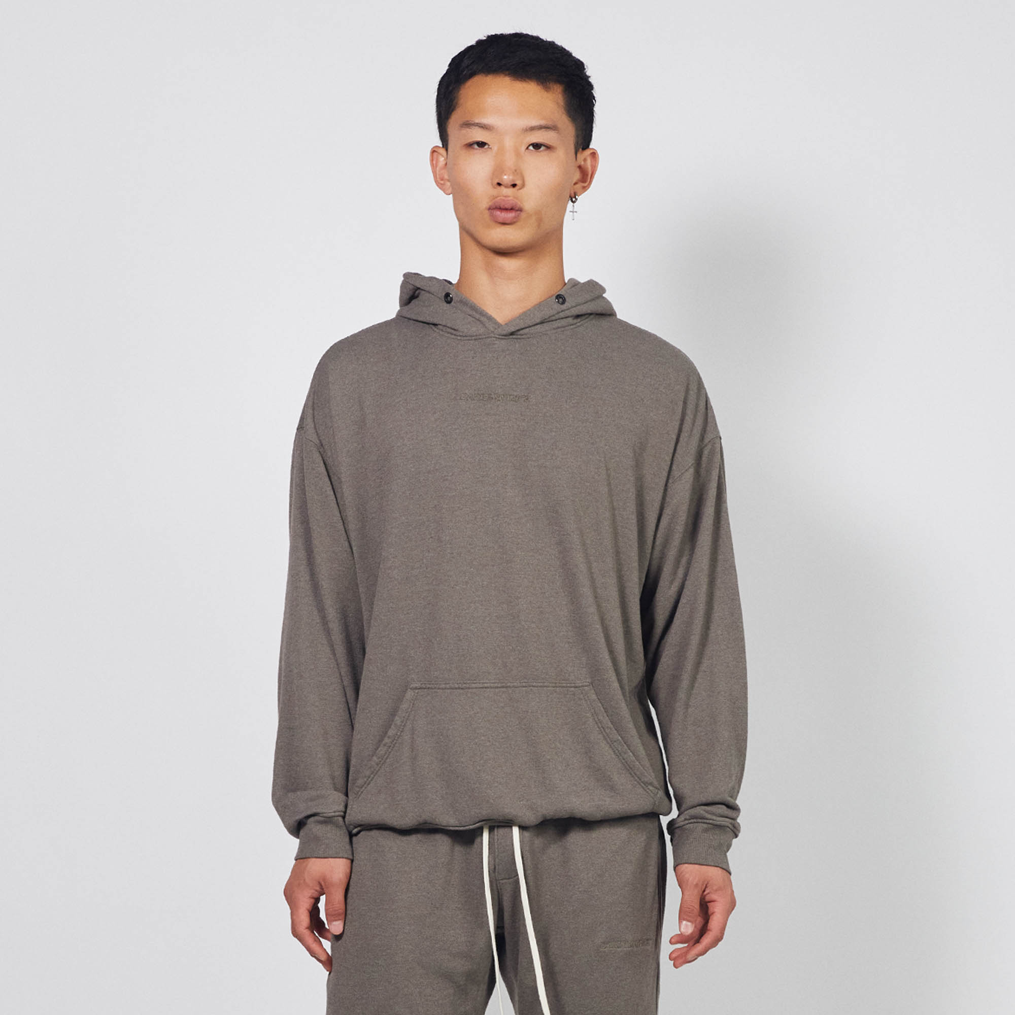 loop terry standard hoodie / washed olive heather