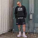 USA surplus crewneck / black + white
