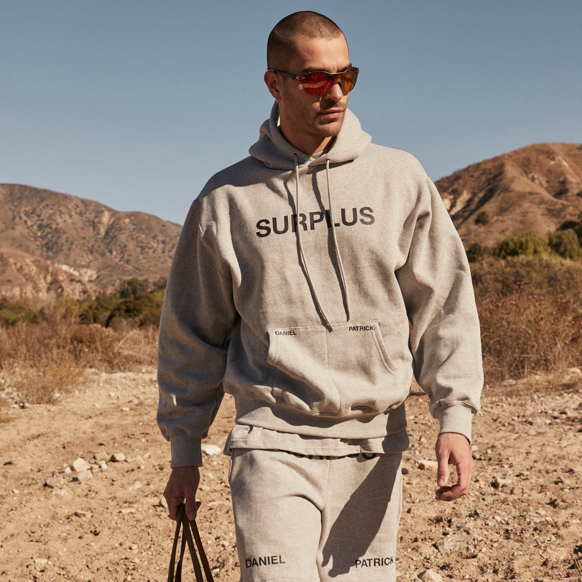 surplus logo hoodie / heather grey + black
