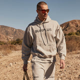 surplus logo hoodie / heather grey + black