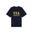 USA surplus tee / navy + yellow