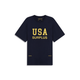 USA surplus tee / navy + yellow