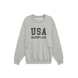 USA surplus crewneck / heather grey + black