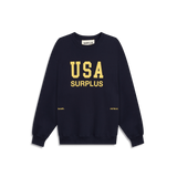 USA surplus crewneck / navy + yellow