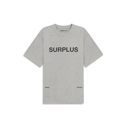 surplus logo tee / heather grey + black