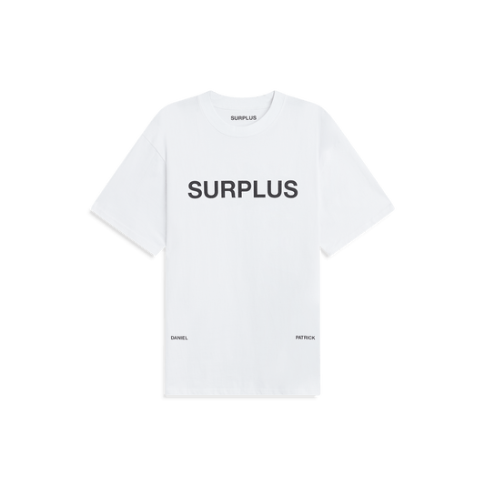 surplus logo tee / white + black