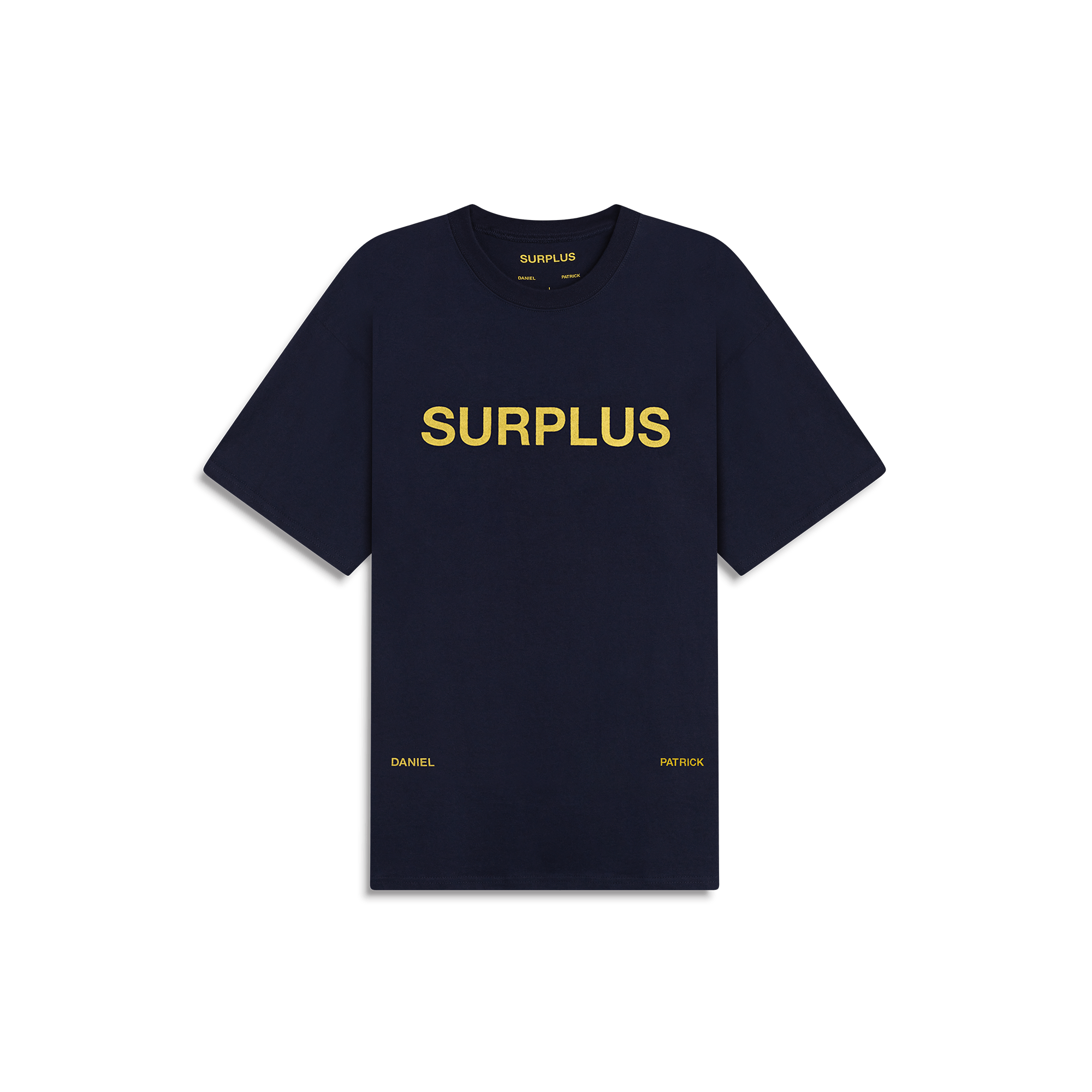 surplus logo tee / navy+ yellow