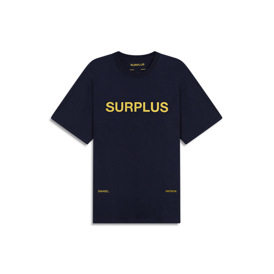 surplus logo tee / navy+ yellow
