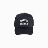 varsity trucker cap / black + white