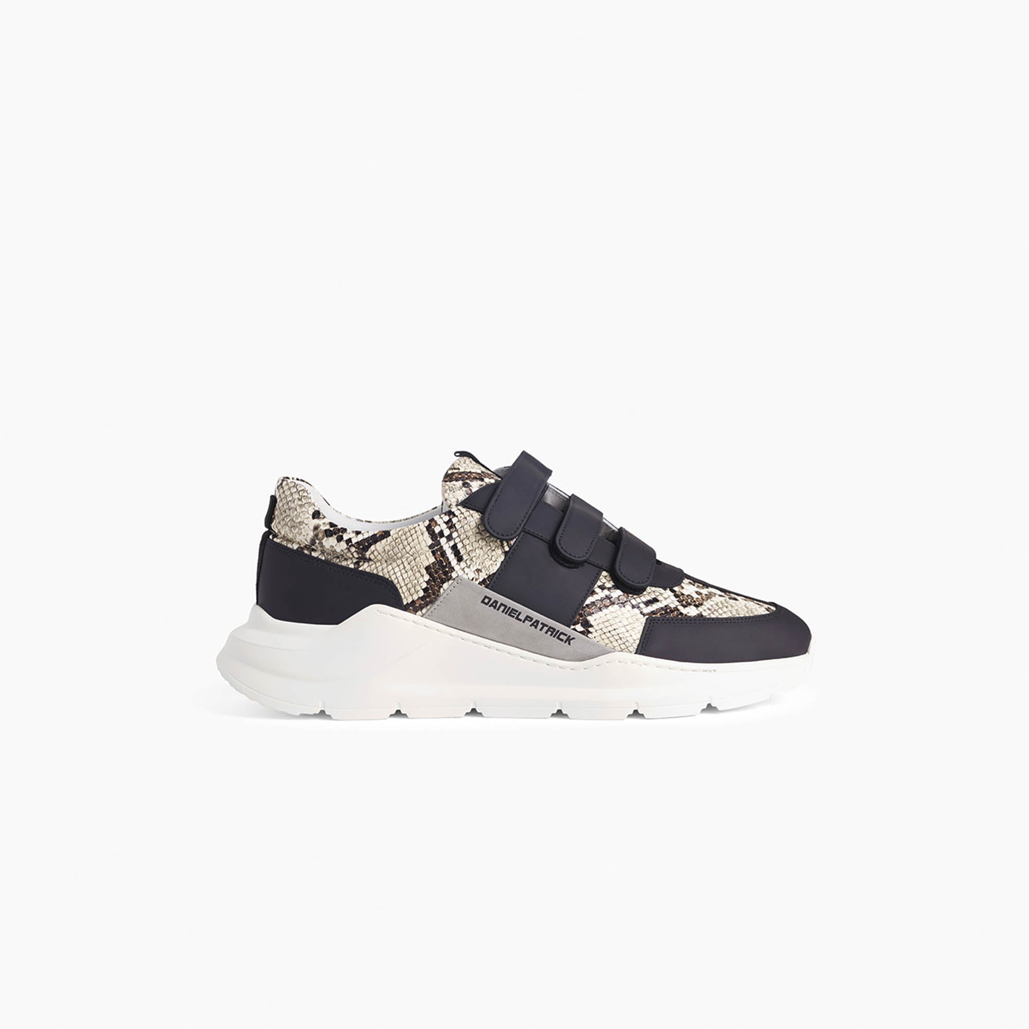 velcro panel runner / black + ivory python