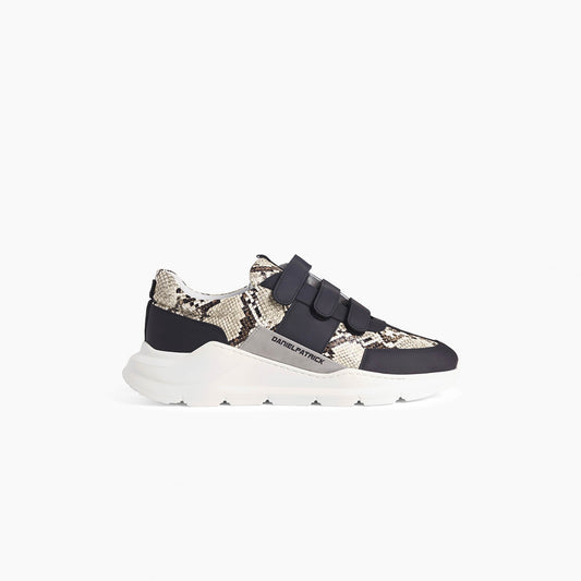 velcro panel runner / black + ivory python