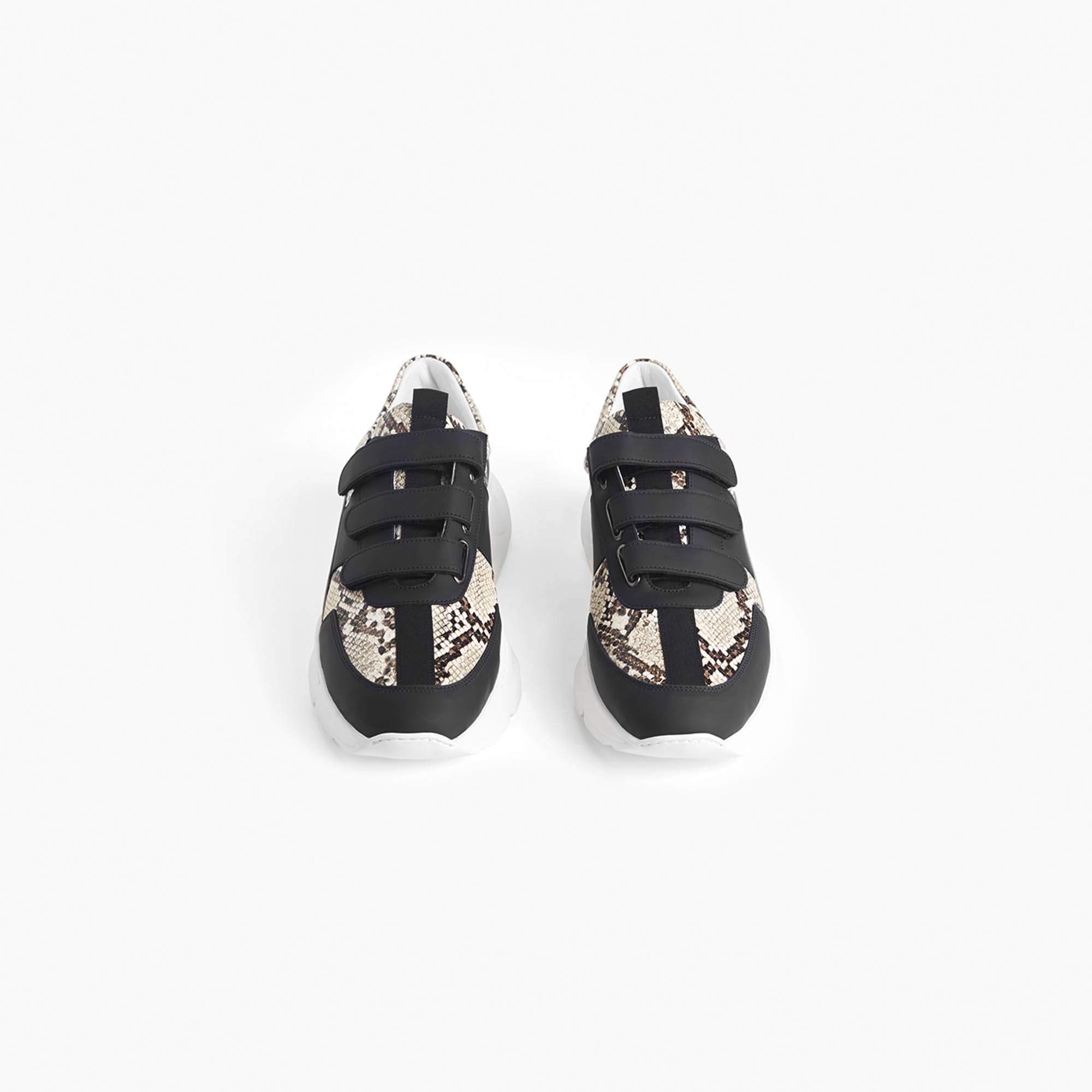 velcro panel runner / black + ivory python