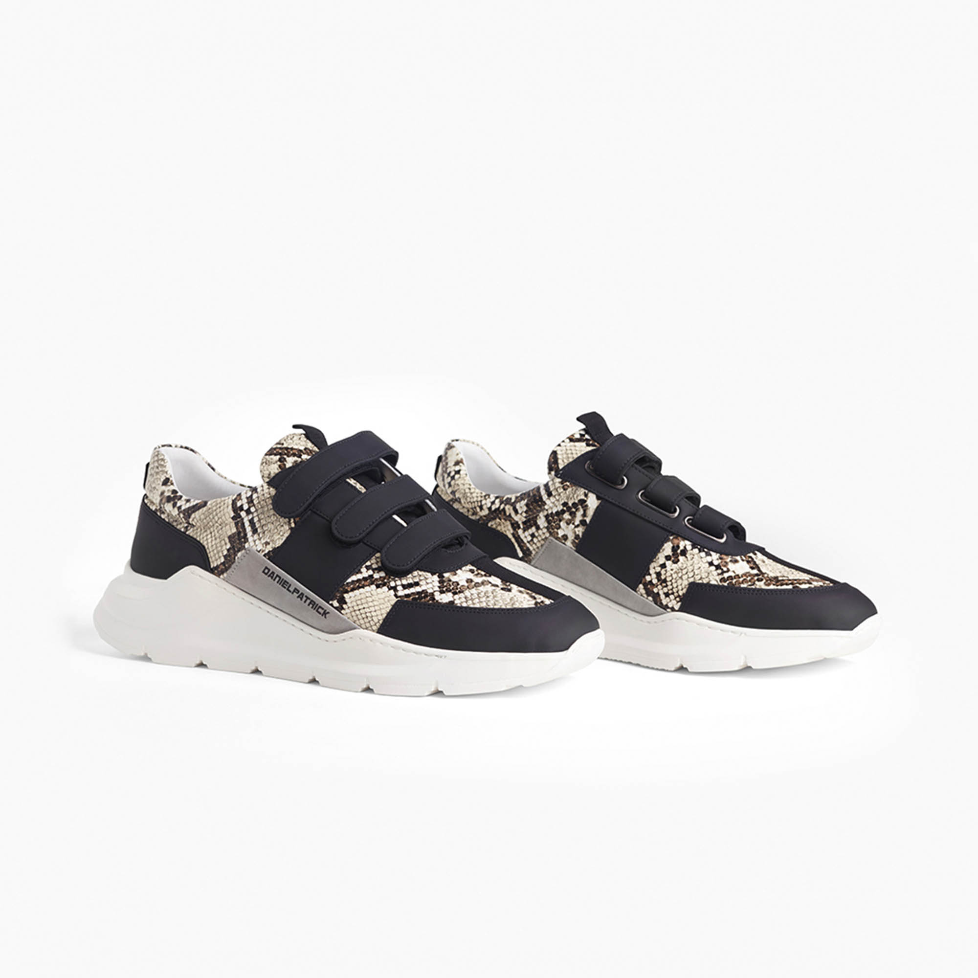 velcro panel runner / black + ivory python