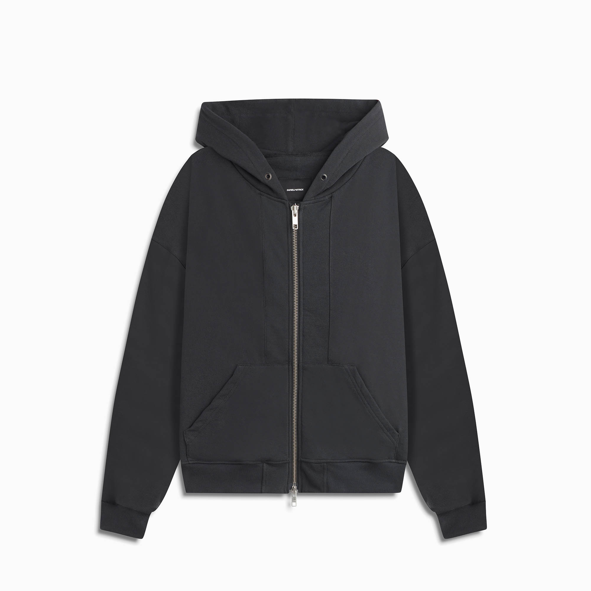 standard zip hoodie / washed black