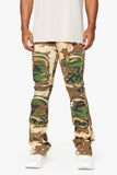 "DUAL SOLDIER" STACKED FLARE JEAN CAMO