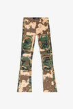 "DUAL SOLDIER" STACKED FLARE JEAN CAMO