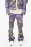 "DUAL SOLDIER" STACKED FLARE JEANS PLUM PURPLE
