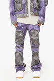"DUAL SOLDIER" STACKED FLARE JEANS PLUM PURPLE