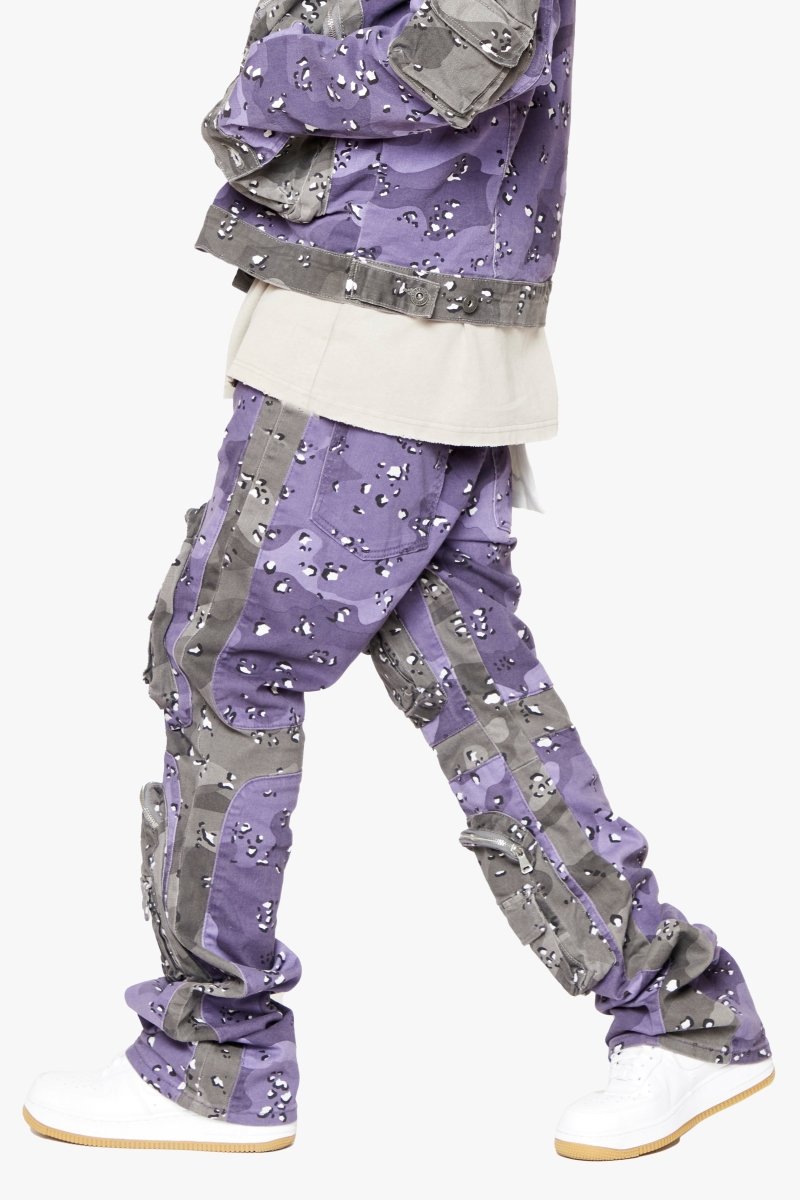 "DUAL SOLDIER" STACKED FLARE JEANS PLUM PURPLE